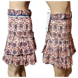 NWT House of Harlow 1960 smocked marbled rust skirt.  L